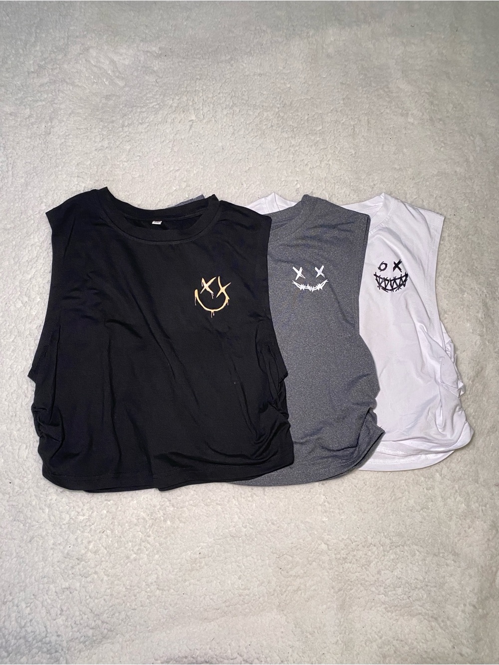Women's Crop Muscle Tank Top - Black, Gray & White